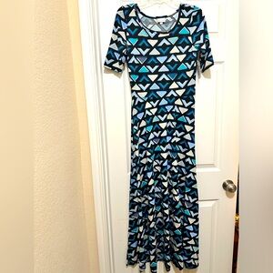 NWT Lularoe Ana Maxi Dress Blue Triangle Print Size M